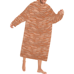 Brick Printed Pattern Print Design 02 Blanket Robe with Sleeves