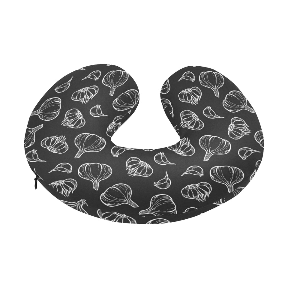 Garlic pattern black background U-Shaped Travel Neck Pillow