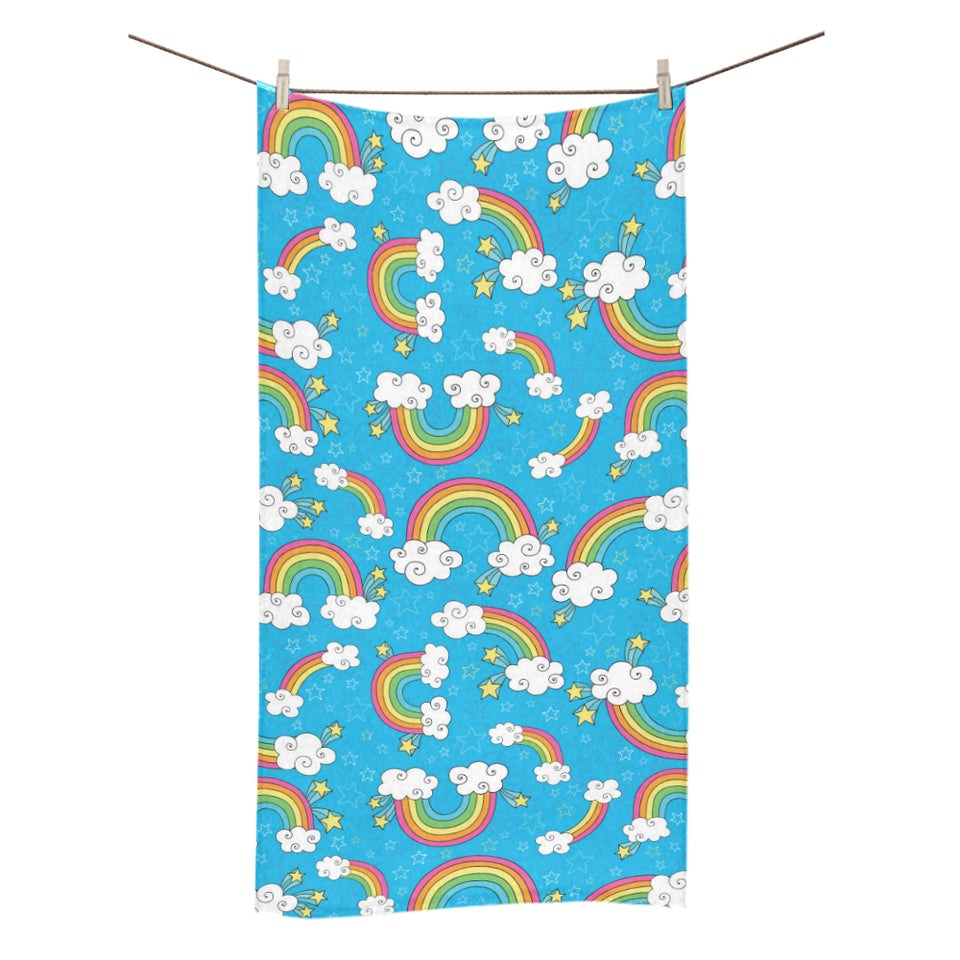 Rainbows Sky Clouds Pattern Bath Towel