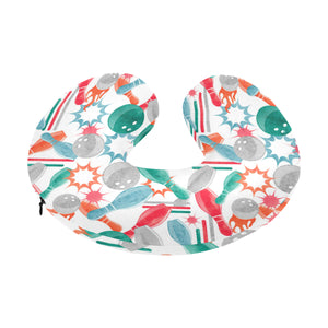 Watercolor bowling pattern U-Shaped Travel Neck Pillow