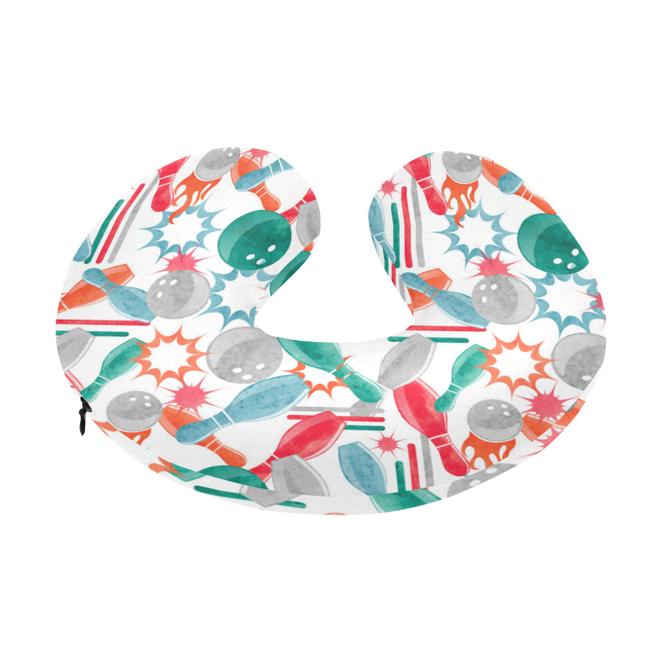 Watercolor bowling pattern U-Shaped Travel Neck Pillow