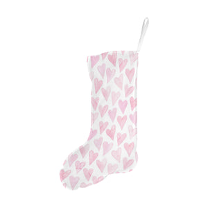 Watercolor pink heart pattern Christmas Stocking