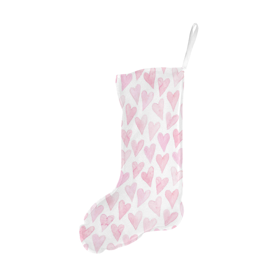 Watercolor pink heart pattern Christmas Stocking