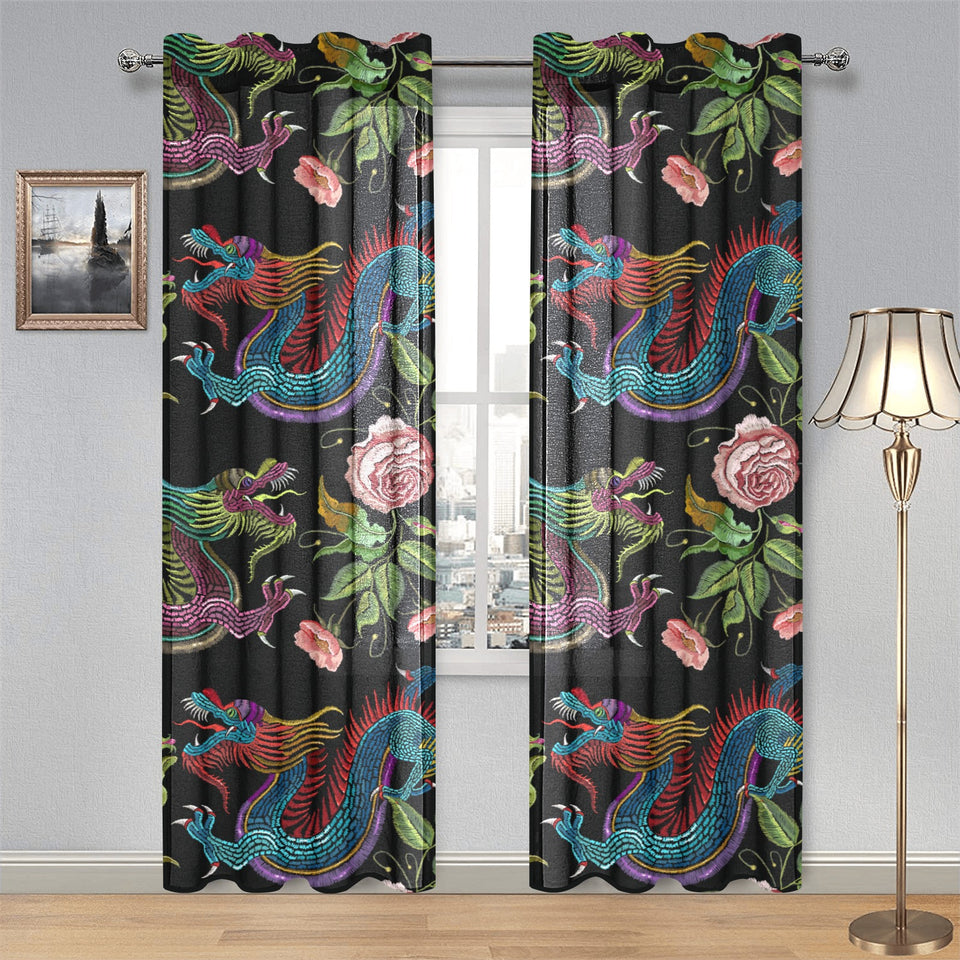 Dragons flower pattern Gauze Curtain