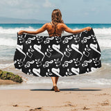 Saxophone music notes treble clef black white them Beach Towel