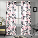 Zebra pink flower background Gauze Curtain