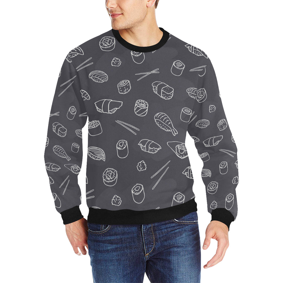 sushi pattern black background Men's Crew Neck Sweatshirt