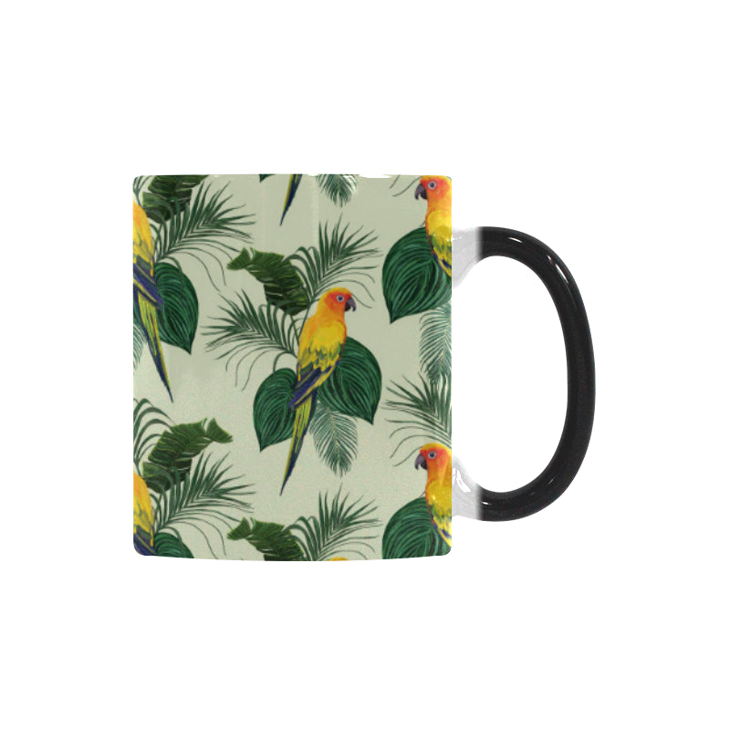 Beautiful parrot palm leaves pattern Morphing Mug Heat Changing Mug