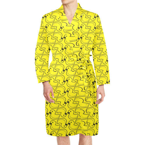 Duck Pattern Print Design 02 Men's Long Sleeve Belted Night Robe