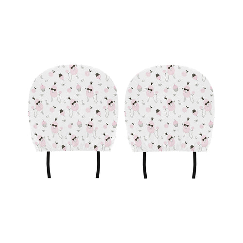 Poodle dog rose cake pattern Car Headrest Cover