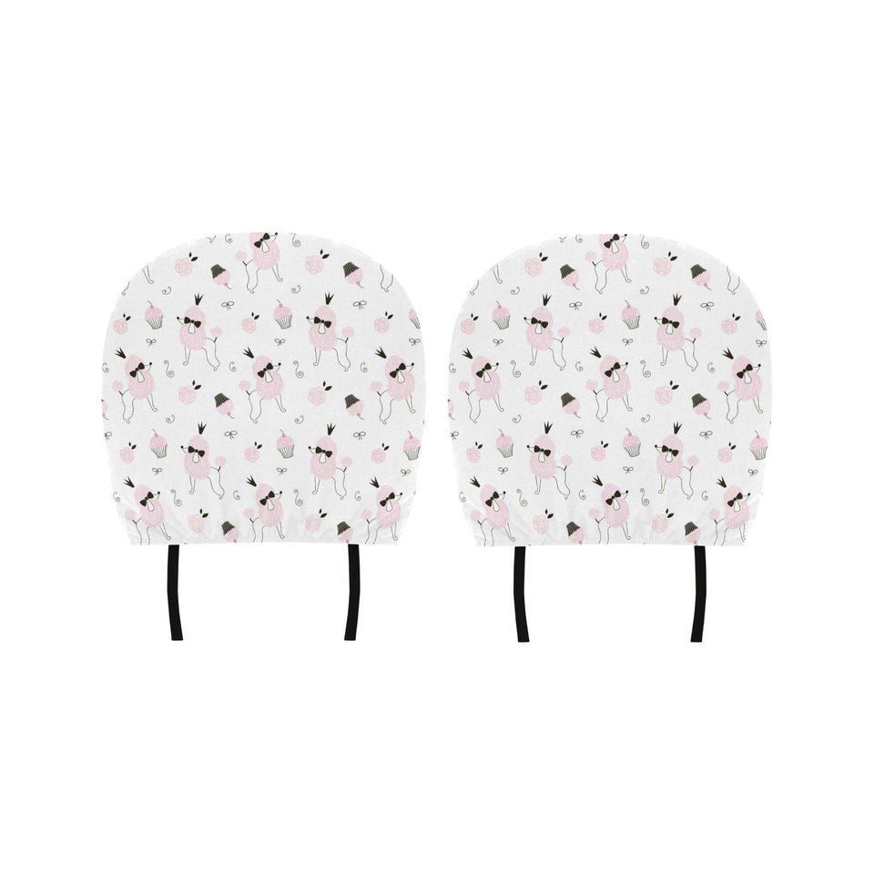 Poodle dog rose cake pattern Car Headrest Cover