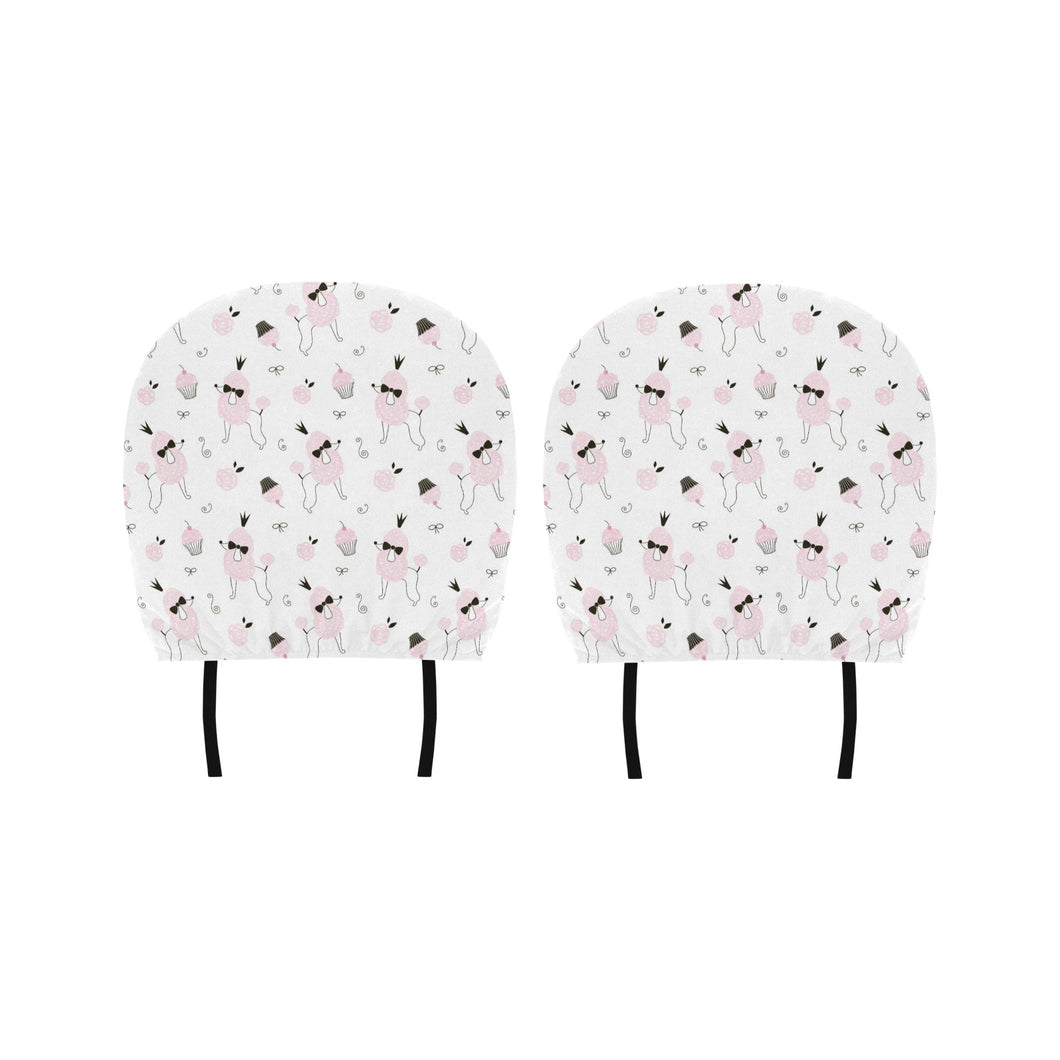 Poodle dog rose cake pattern Car Headrest Cover