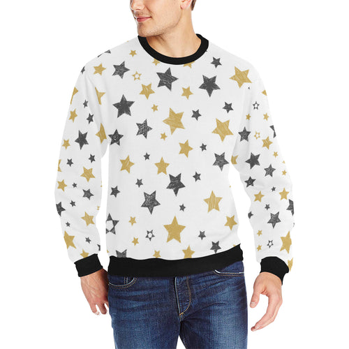 hand drawn gold black star pattern Men's Crew Neck Sweatshirt