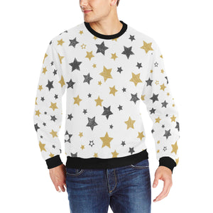 hand drawn gold black star pattern Men's Crew Neck Sweatshirt
