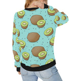 Kiwi blue background Women's Crew Neck Sweatshirt