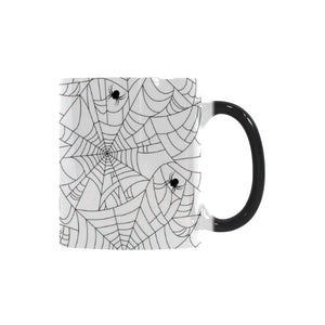 Spider web cobweb pattern white background Morphing Mug Heat Changing Mug