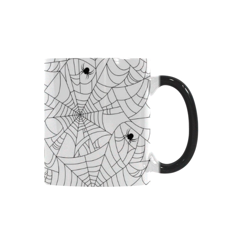 Spider web cobweb pattern white background Morphing Mug Heat Changing Mug