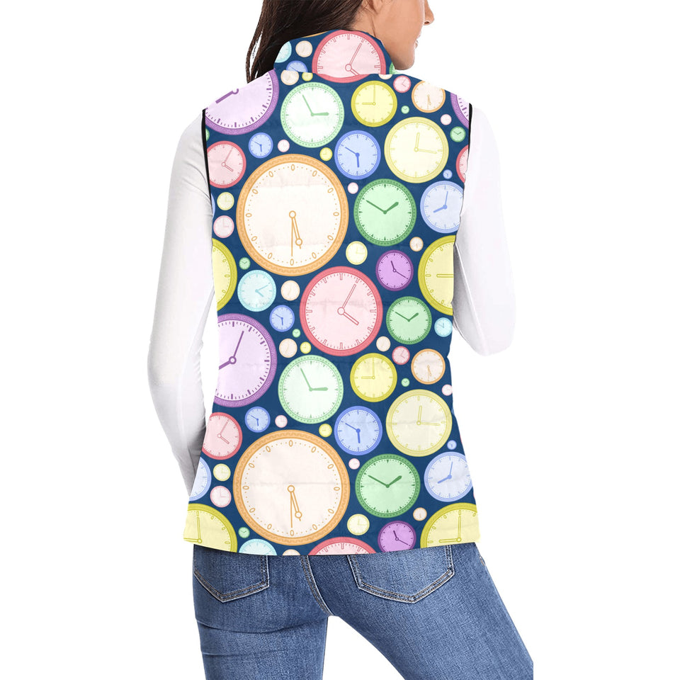 Colorful clock background Women's Padded Vest