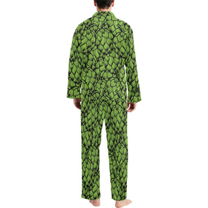 Green hop pattern Men's Long Pajama Set