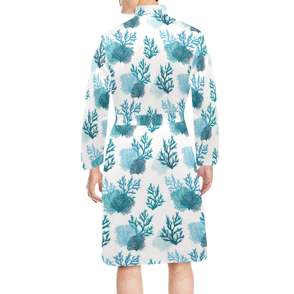 Coral Reef Pattern Print Design 04 Men's Long Sleeve Belted Night Robe