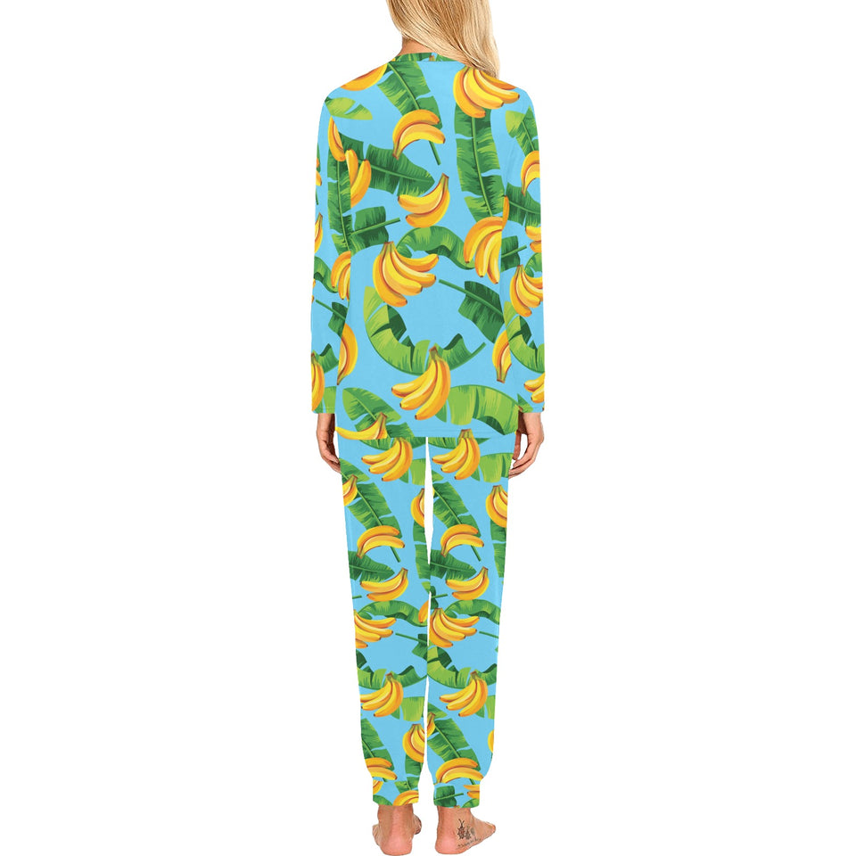 banana leaves banana design pattern Women's All Over Print Pajama Set