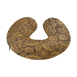 cacao beans tribal polynesian pattern background U-Shaped Travel Neck Pillow