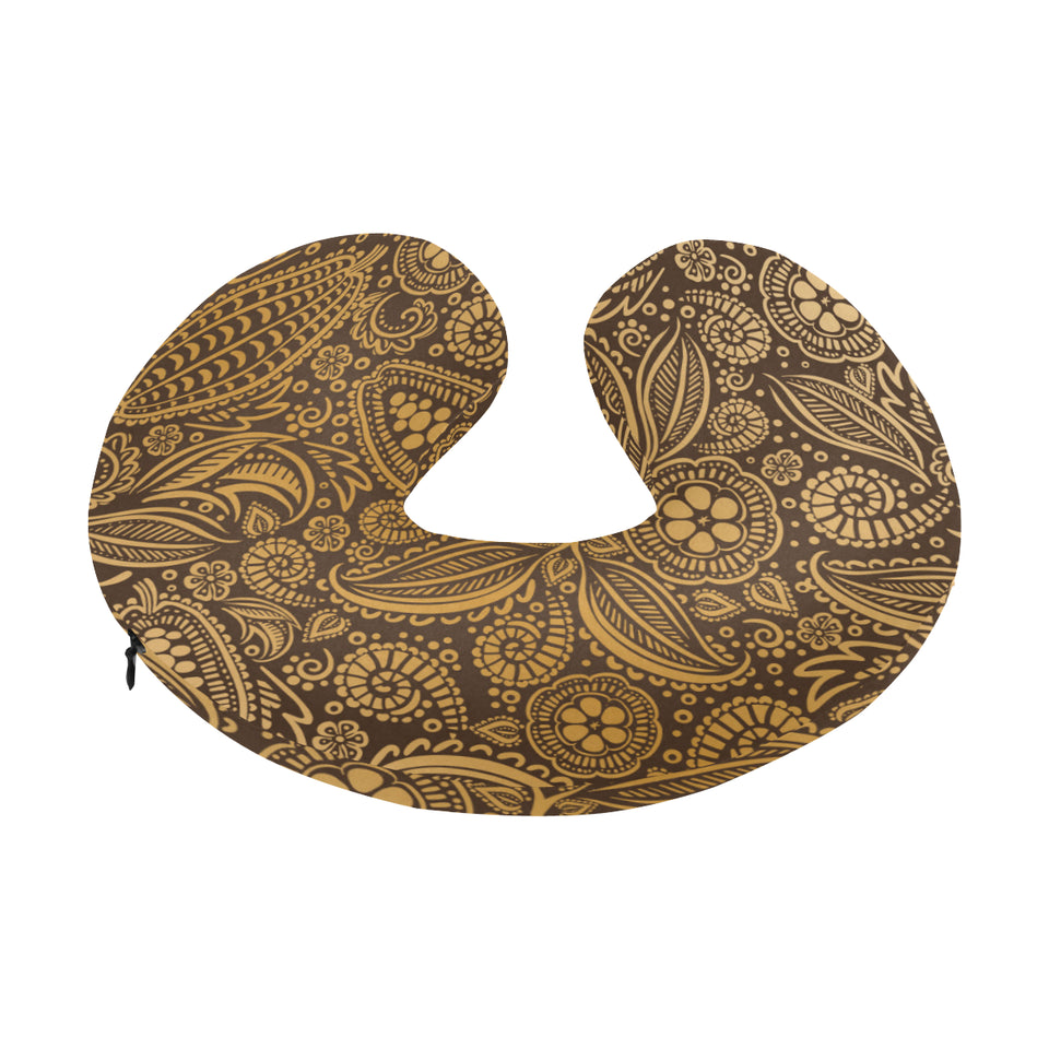 cacao beans tribal polynesian pattern background U-Shaped Travel Neck Pillow