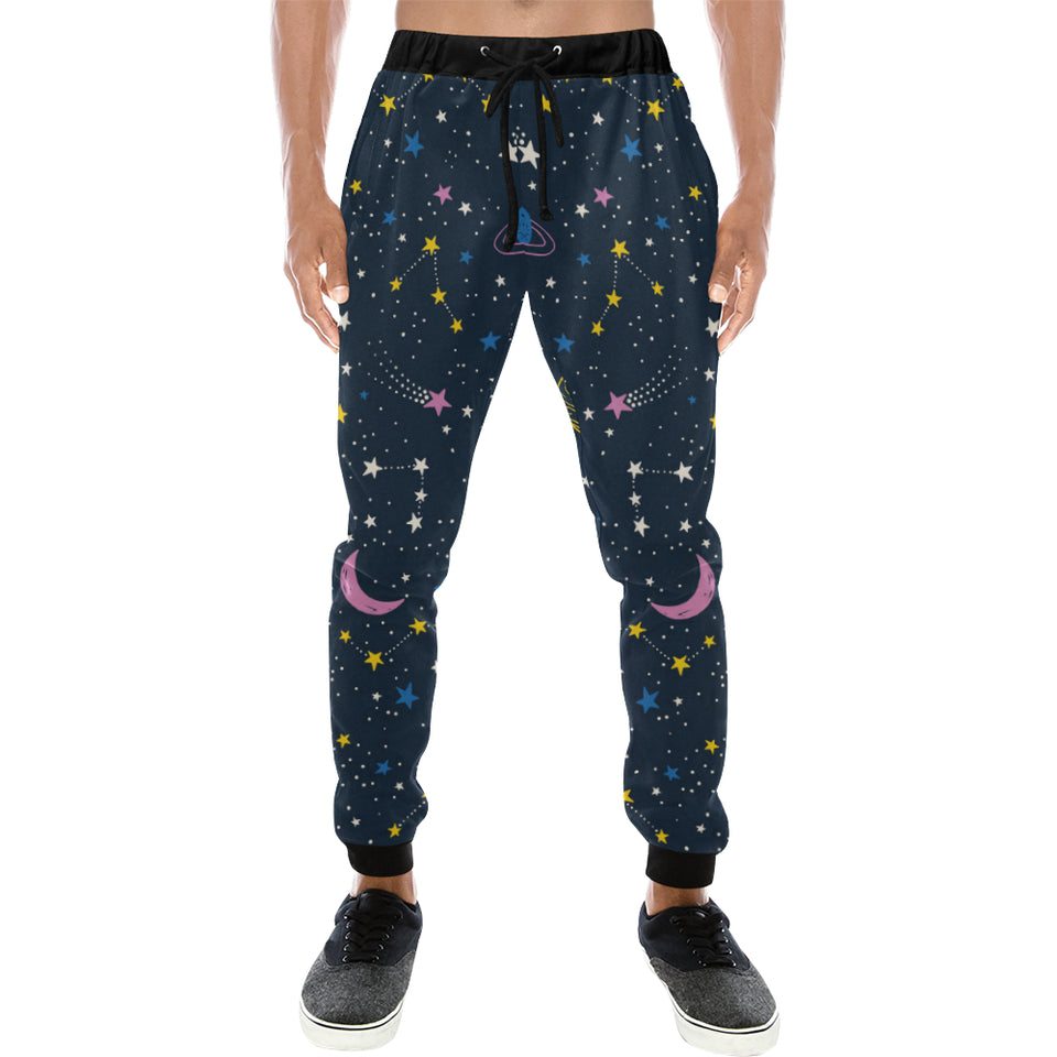 space pattern with planets, comets, constellations Unisex Casual Sweatpants