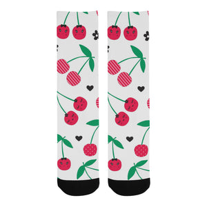 cherry pattern white background Crew Socks