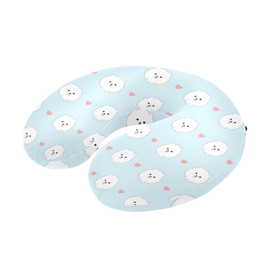 White cute pomeranian pattern U-Shaped Travel Neck Pillow