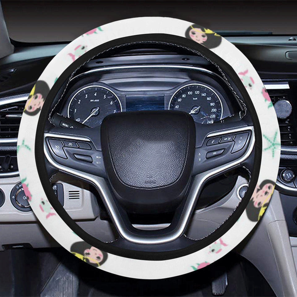 cute mermaid dolphin fish starfish pattern Car Steering Wheel Cover