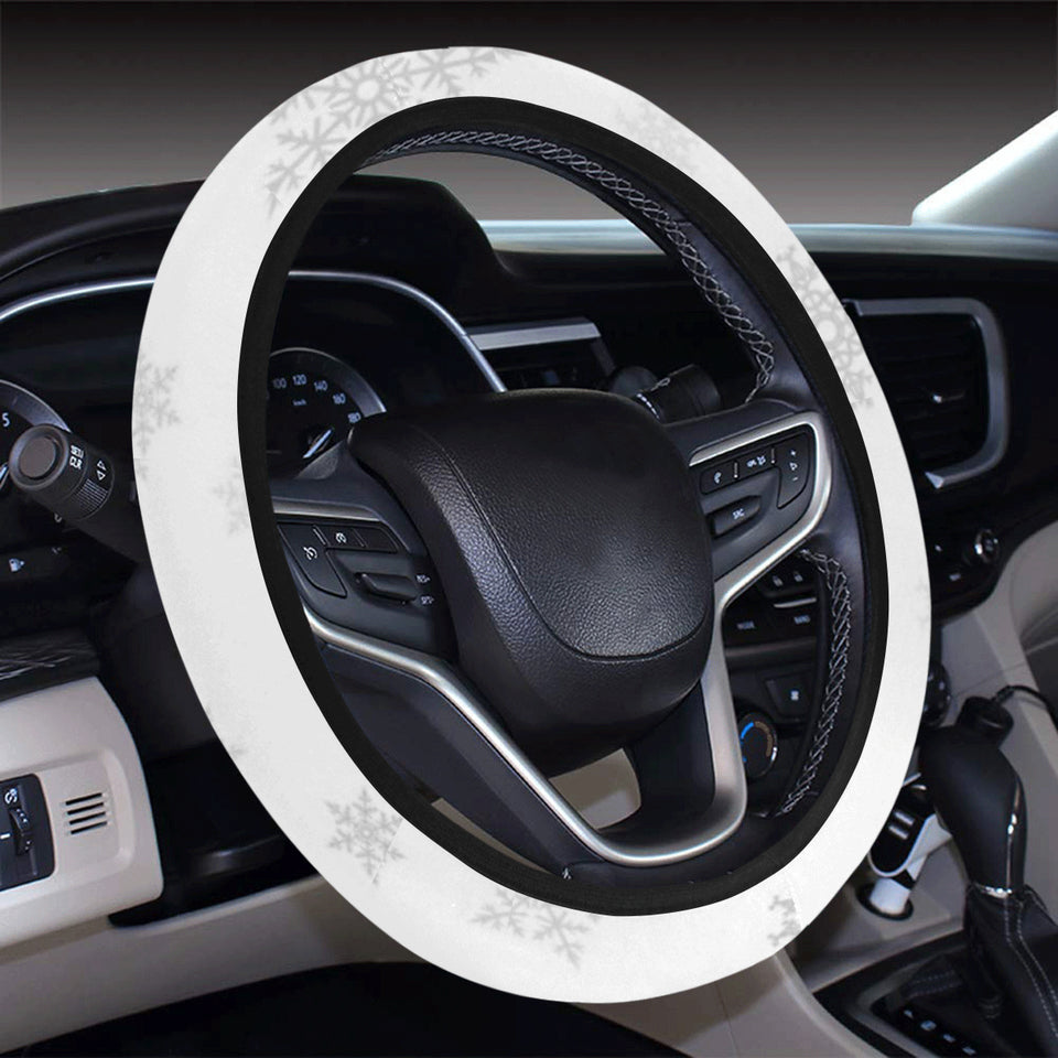 Snowflake pattern white background Car Steering Wheel Cover