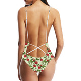 Red apples leaves pattern Women's One-Piece Swimsuit