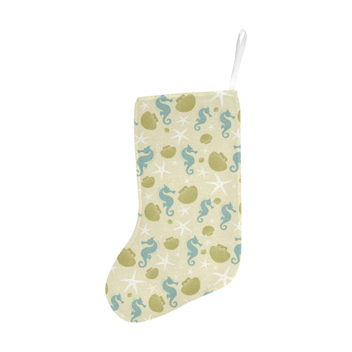 Seahorse shell starfish pattern background Christmas Stocking