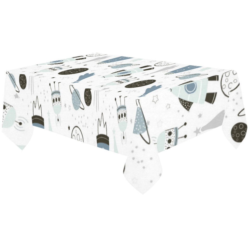 Hand drawn space elements space rocket star planet Tablecloth