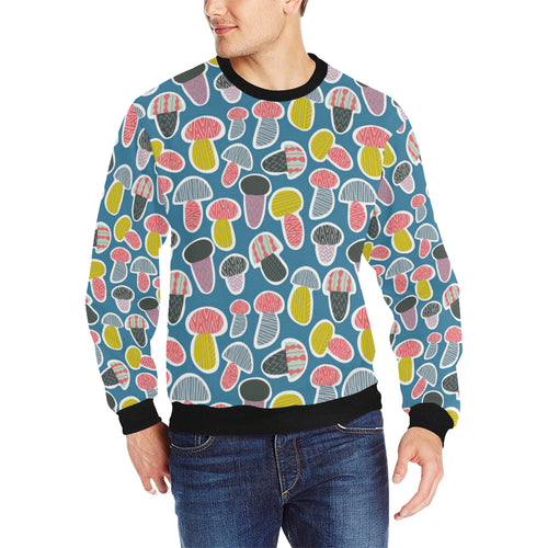 Colorful mushroom design pattern Men's Crew Neck Sweatshirt