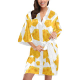 Cheese slice pattern Women's Short Kimono Robe