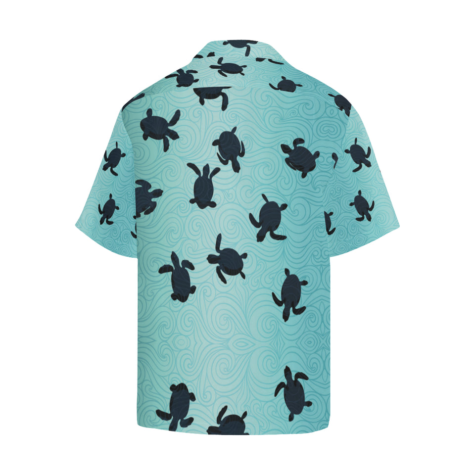 Sea turtle with blue ocean backgroud Men's All Over Print Hawaiian Shirt