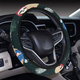 Cute sloths sleeping christmas ball santa hat patt Car Steering Wheel Cover