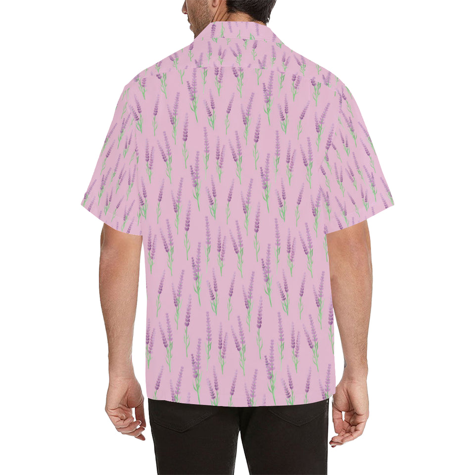 Lavender pattern pink background Men's All Over Print Hawaiian Shirt