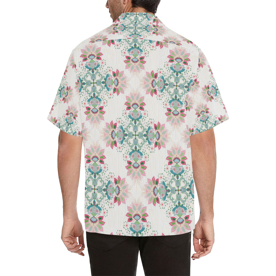 Square floral indian flower pattern Men's All Over Print Hawaiian Shirt