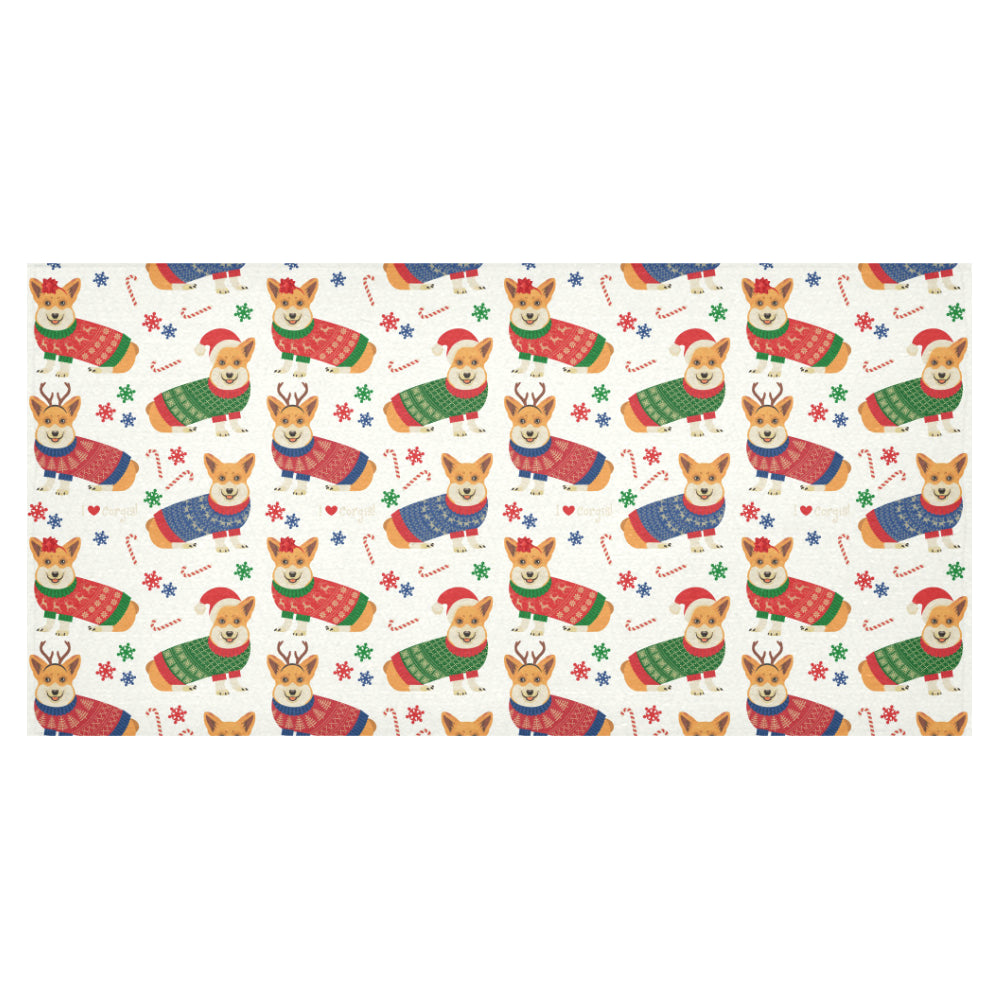 Corgi Christmas Pattern Tablecloth