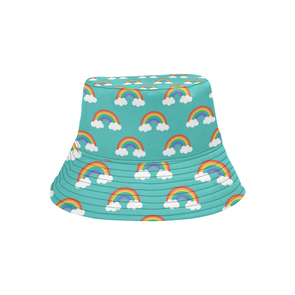 Rainbow pattern green background Unisex Bucket Hat