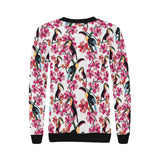 Toucan flower design pattern Women's Crew Neck Sweatshirt