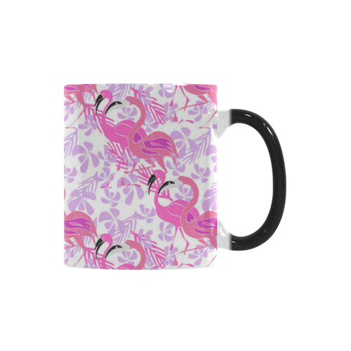 Pink flamingo flower pattern Morphing Mug Heat Changing Mug