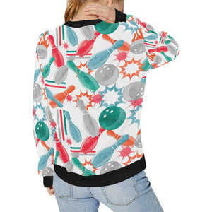 Watercolor bowling pattern Women's Crew Neck Sweatshirt