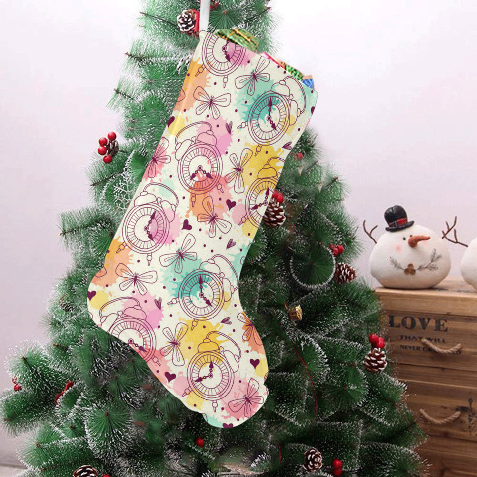 Clock butterfly pattern Christmas Stocking