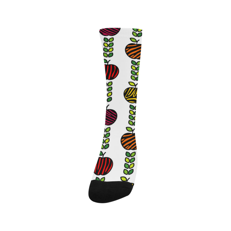 colorful apples leave zebra stripe Crew Socks