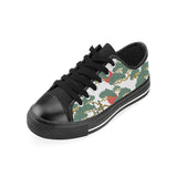 Bonsai red sun japanese pattern Men's Low Top Canvas Shoes Black