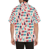 Red Blue guitar pattern Men's All Over Print Hawaiian Shirt